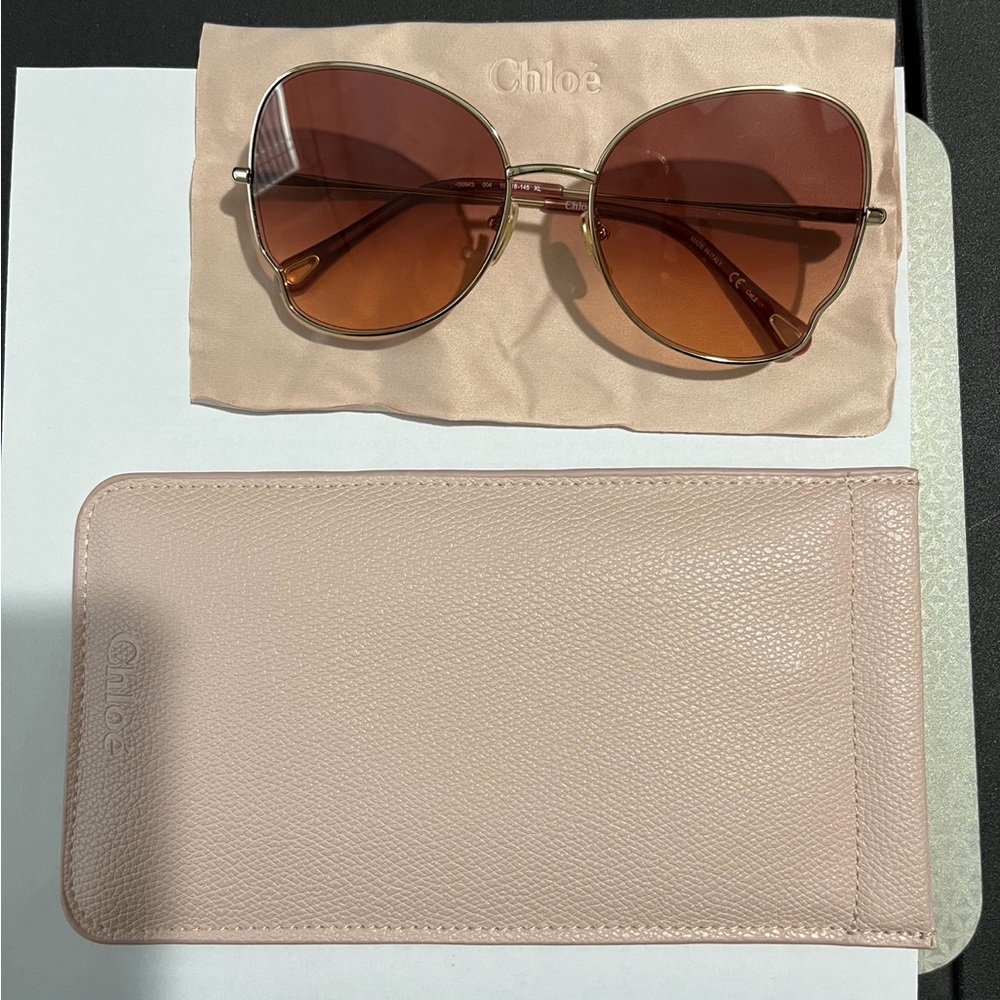 butterfly Chloe sunglass with gold frame- authentic